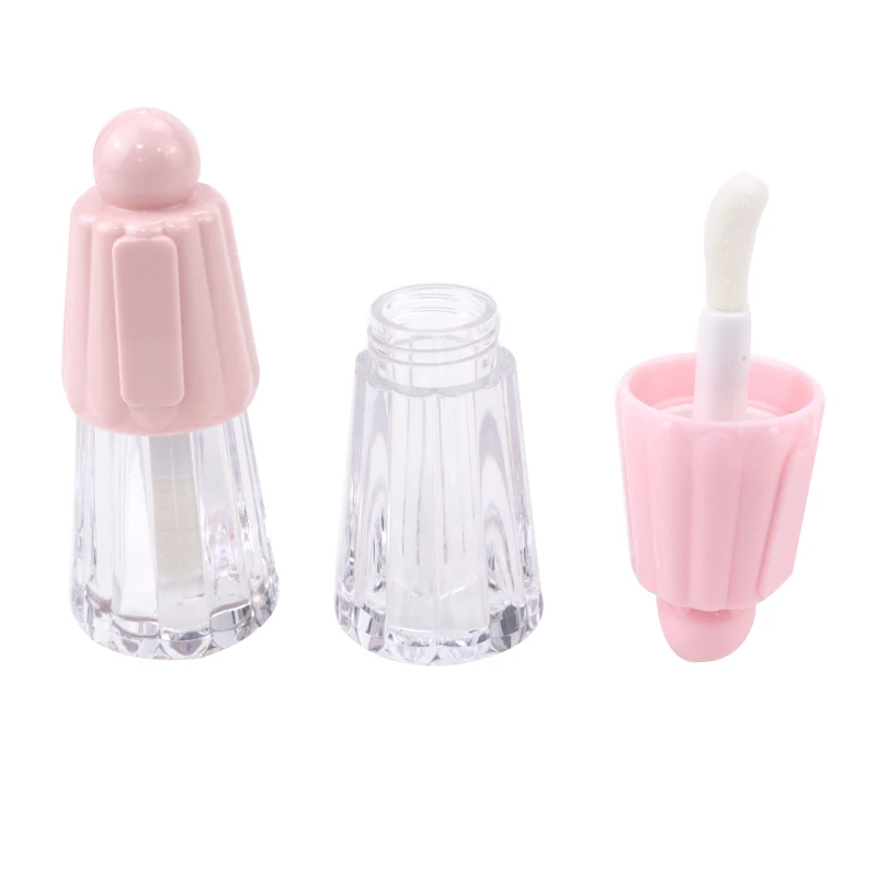 Novelty cute custom lip gloss tube with big brush 5ml lovely pudding shaped empty lip gloss tubes container