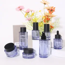 Luxury Skincare Packaging 1oz 2oz 30 50 100Ml Empty Clear Cream Cosmetic Glass Jar Lotion Pump glass Glass Bottle With Cap Lid