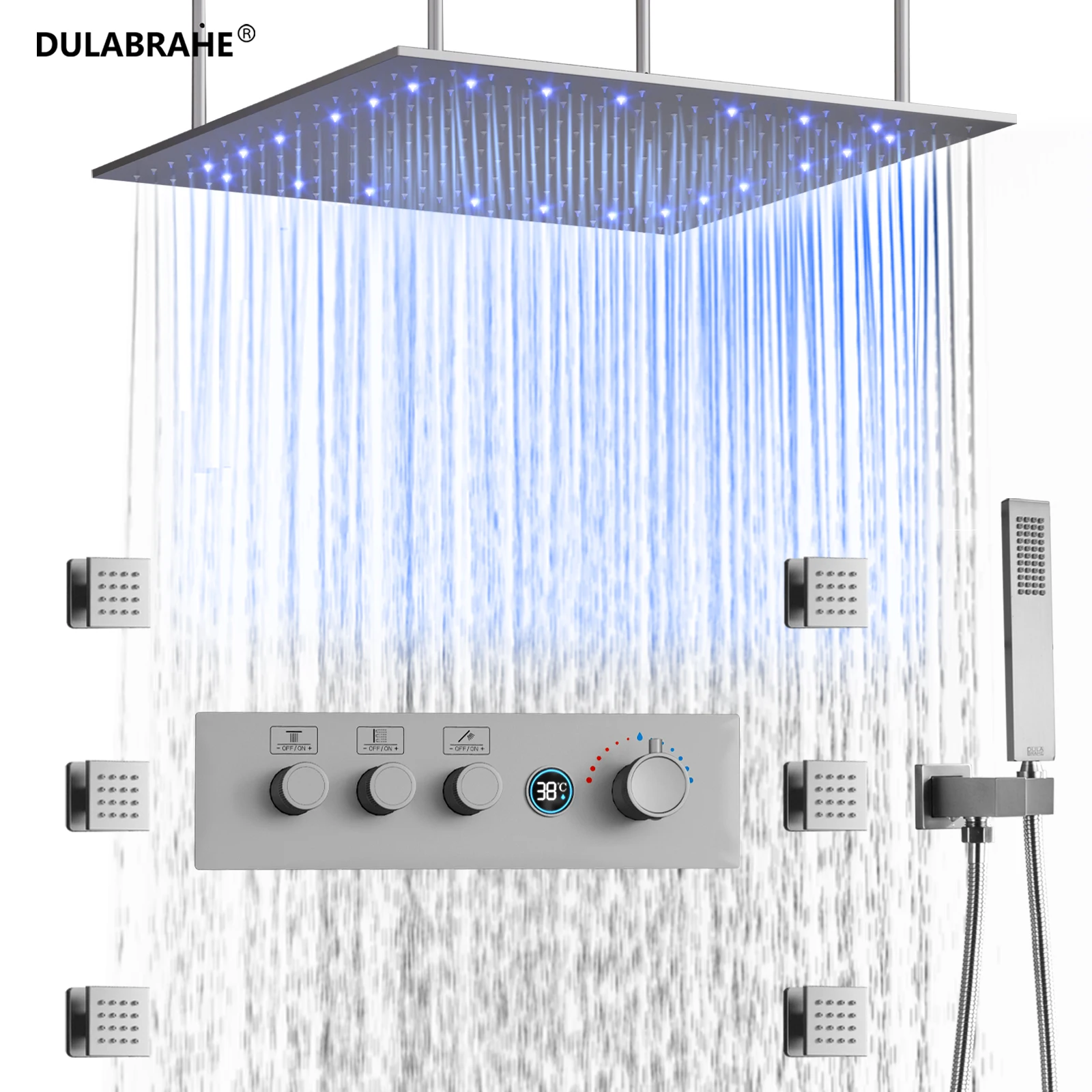 Modern Shower System Household 20inch LED Shower Head Bathroom Thermostatic Digital Display Shower Faucet Set