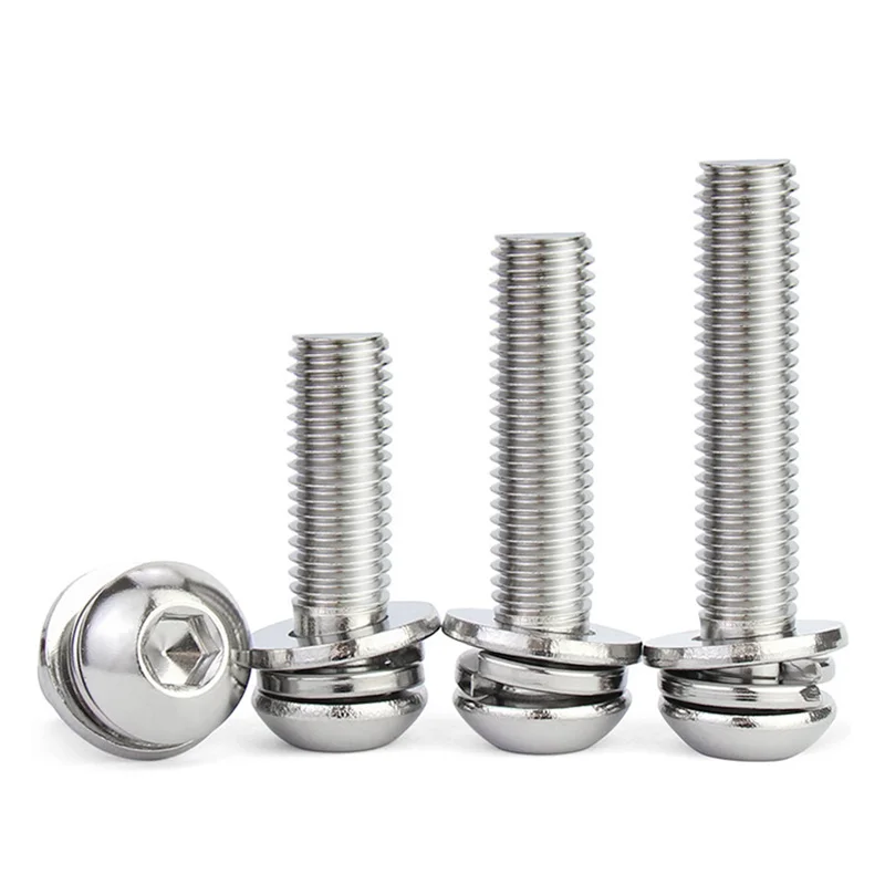 Custom Sale Galvanized Zinc Plain Stainless Steel Slotted Torx Hex Pan Head combination nut washer Bolt Screw