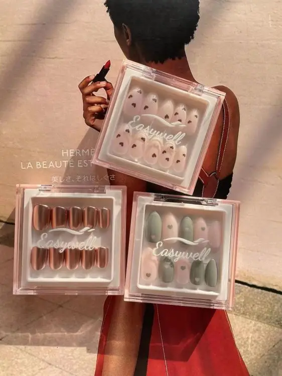 New Btartbox artificial fingernails package box Gel nail extension with glue  kiss nails press on