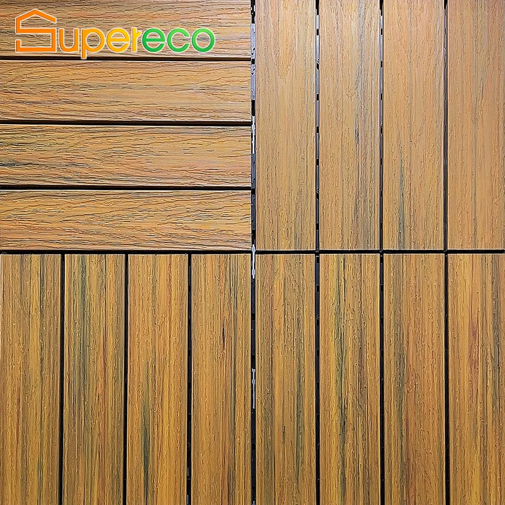 ECO Waterproof Balcony Interlocking Wpc Decking Tiles Outdoor Composite Wood Wpc Deck Diy Tile Floor For Porch Patio Garden