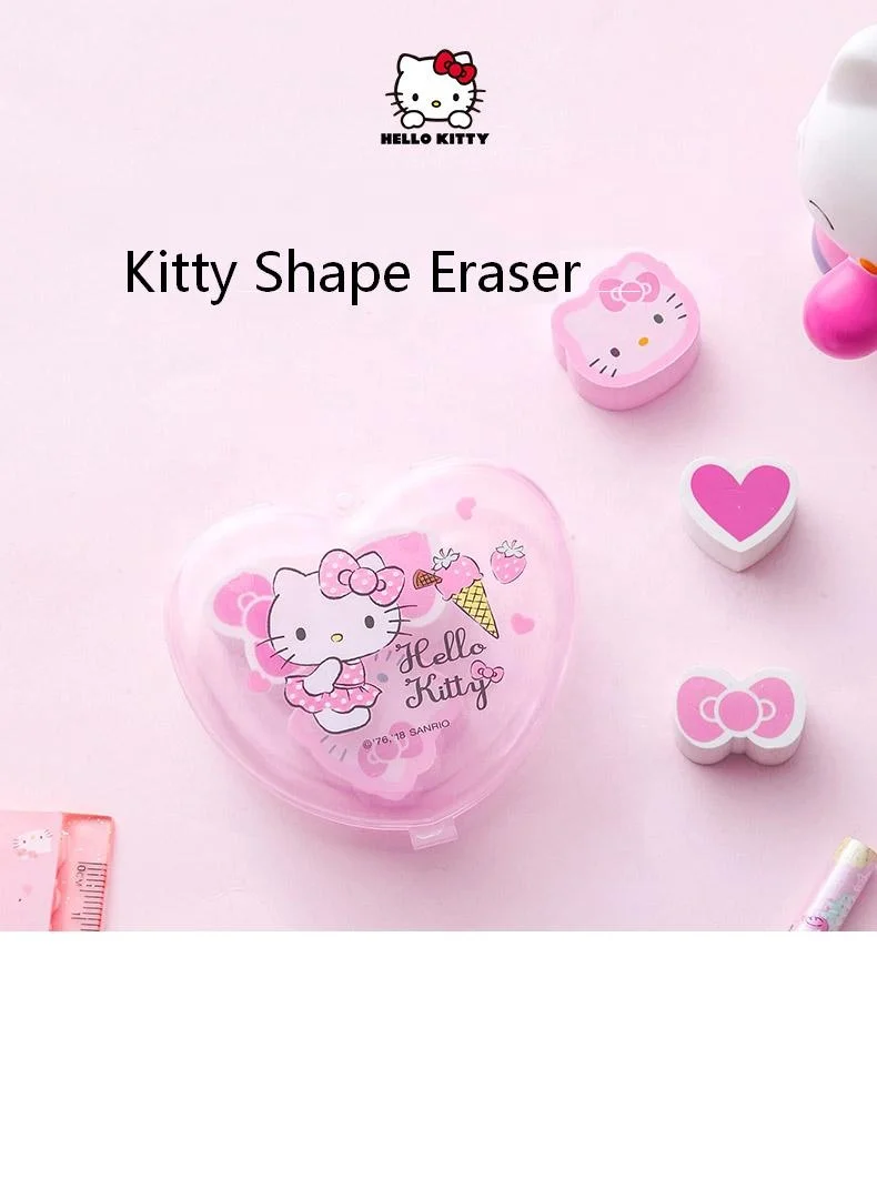 
Heart-Shaped Hello Kitty Eraser Box For School 