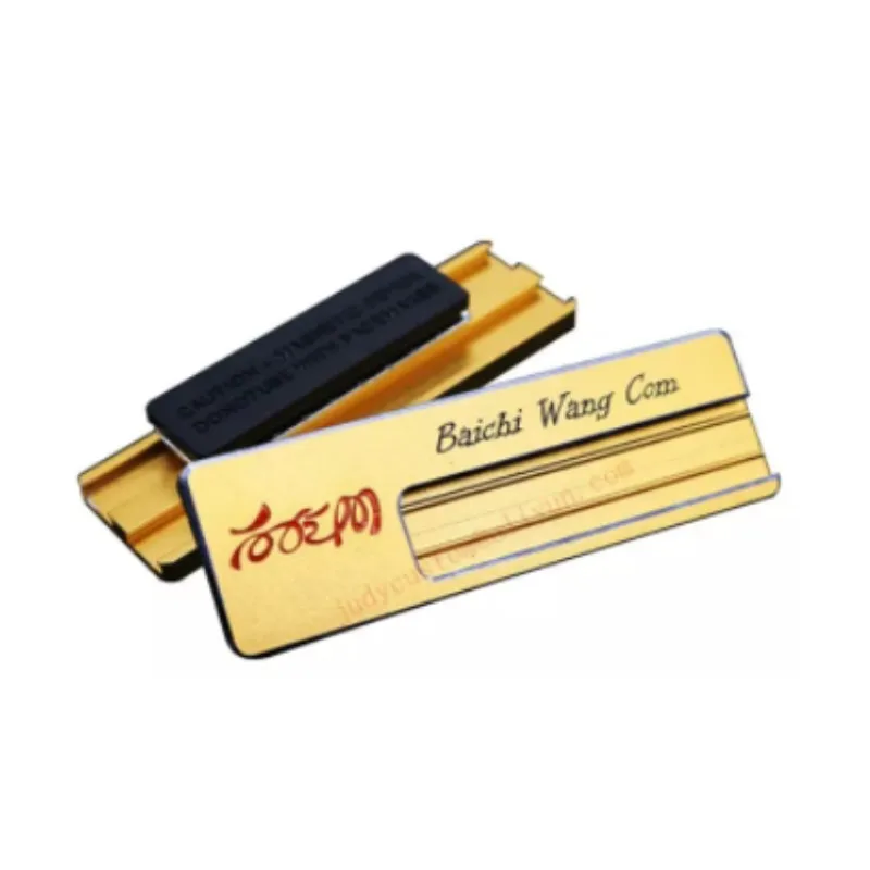 hot sale super strong gold round magnetic id name tag with magnet