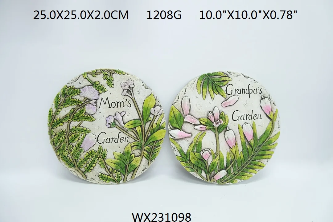 Round Shape moth orchids Outdoor Garden Decorative Resin Garden Stepping Stone