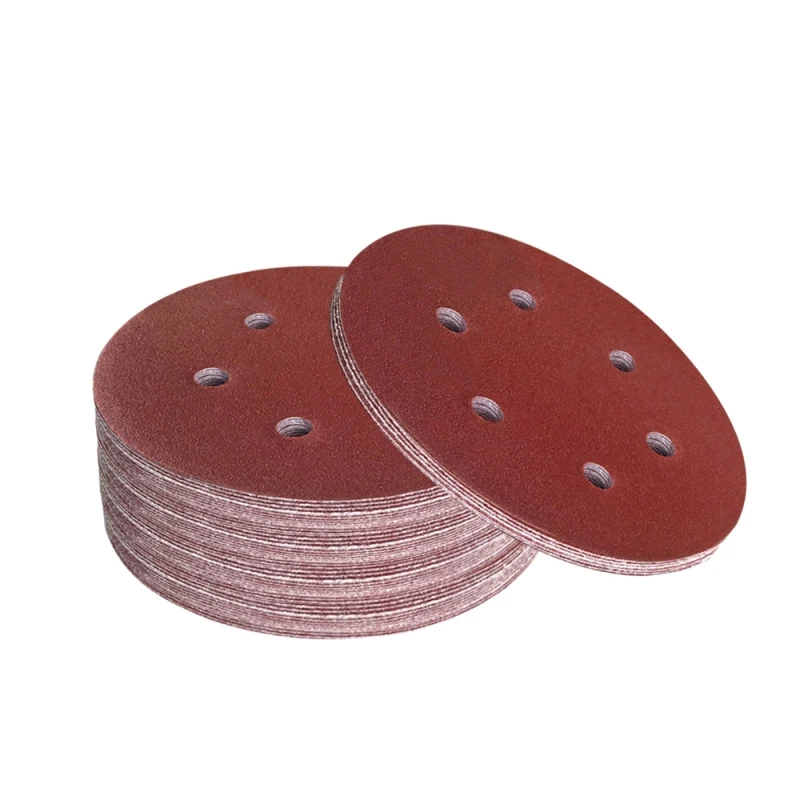 150mm 6 holes abrasive disc Aluminum Oxide Hook and Loop round sandpaper sanding discs for polishing disc 60#-600#