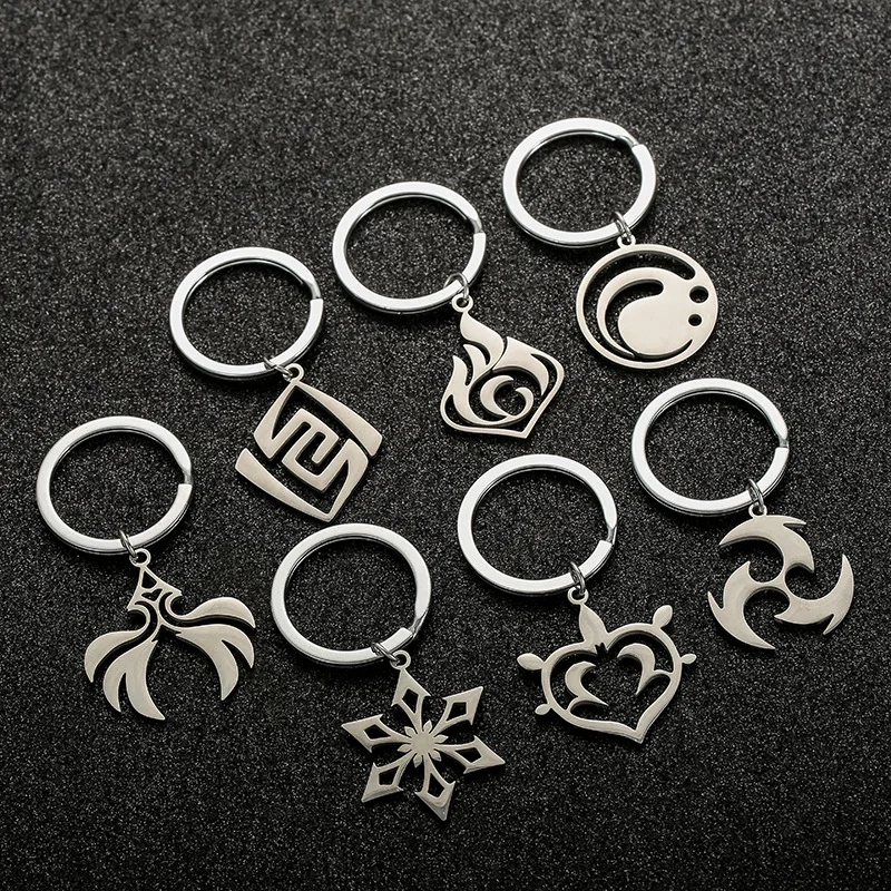 Xinxing Creative Fashion Stainless Steel Pendant Keychain Game Genshin Impact Anime Keychain for Anime Lovers Youth Men Women