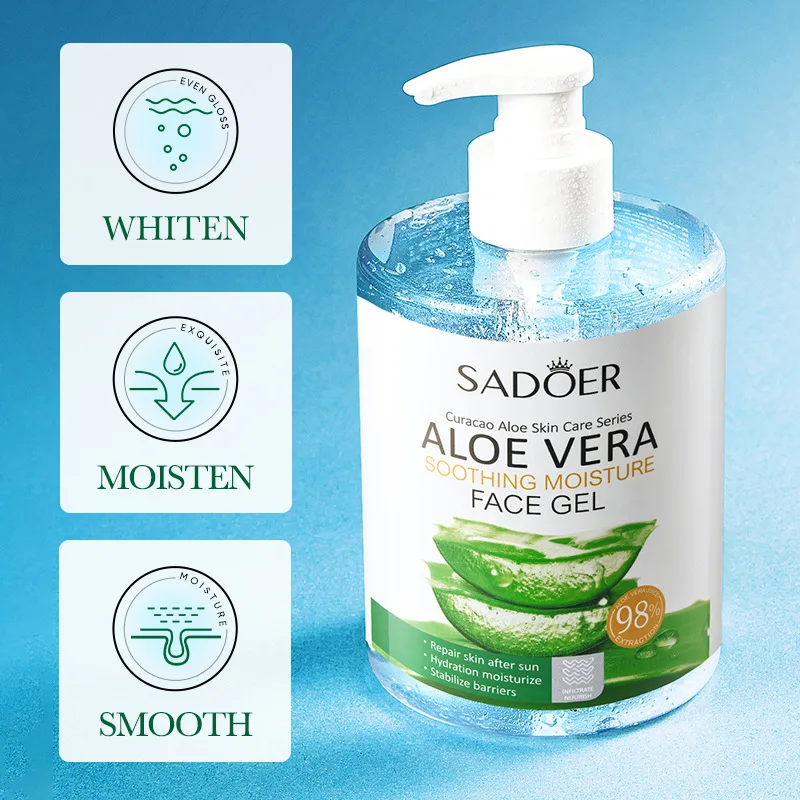 Soothing and Moisturizing Brightening Skin Gel Face Skin Hair Sunburn Relief Aloe Vera Gel