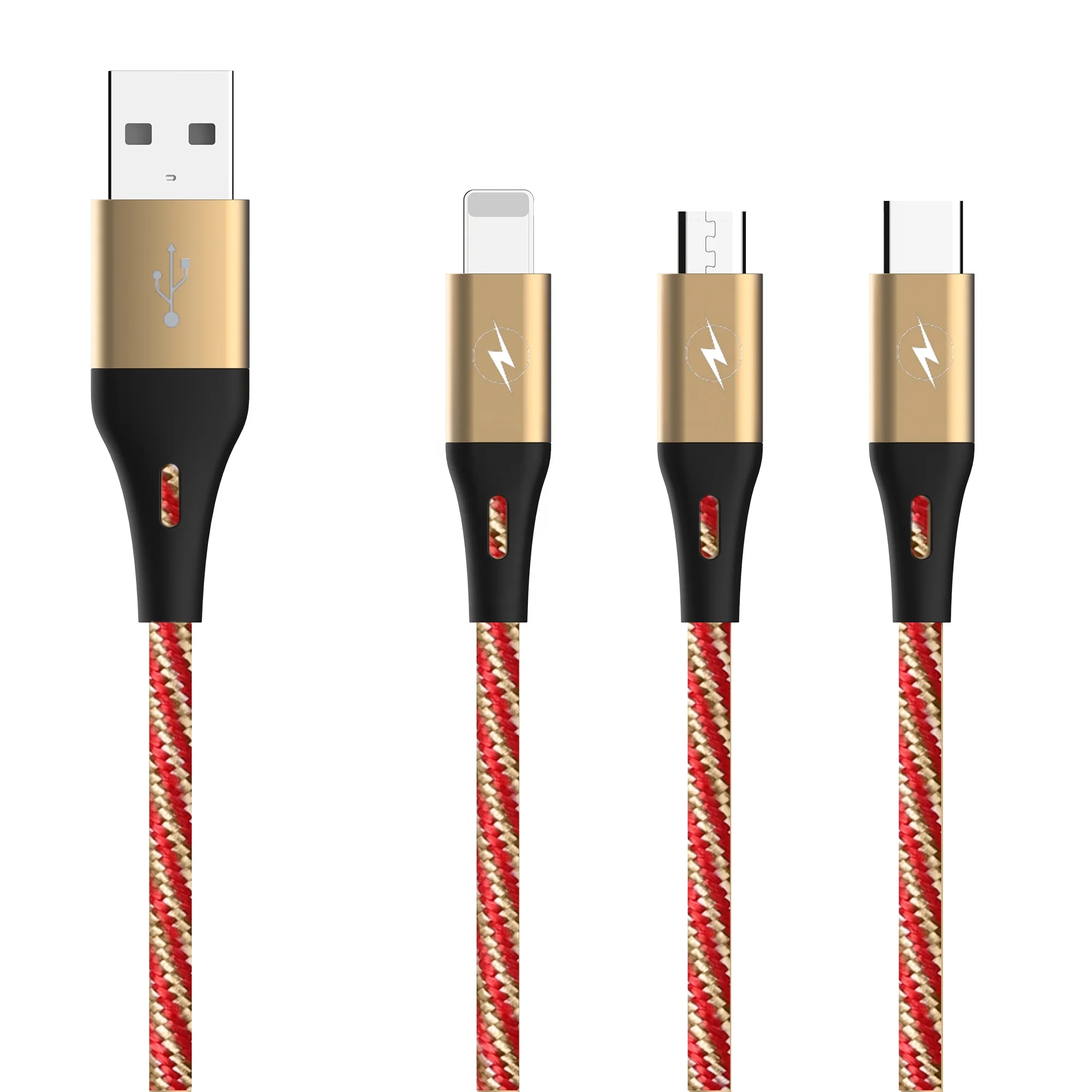 Buena calidad 2A metal trenzado cable de carga rapida SR extender la proteccion de datos cable USB para For IPH / Micro / Tipo-C