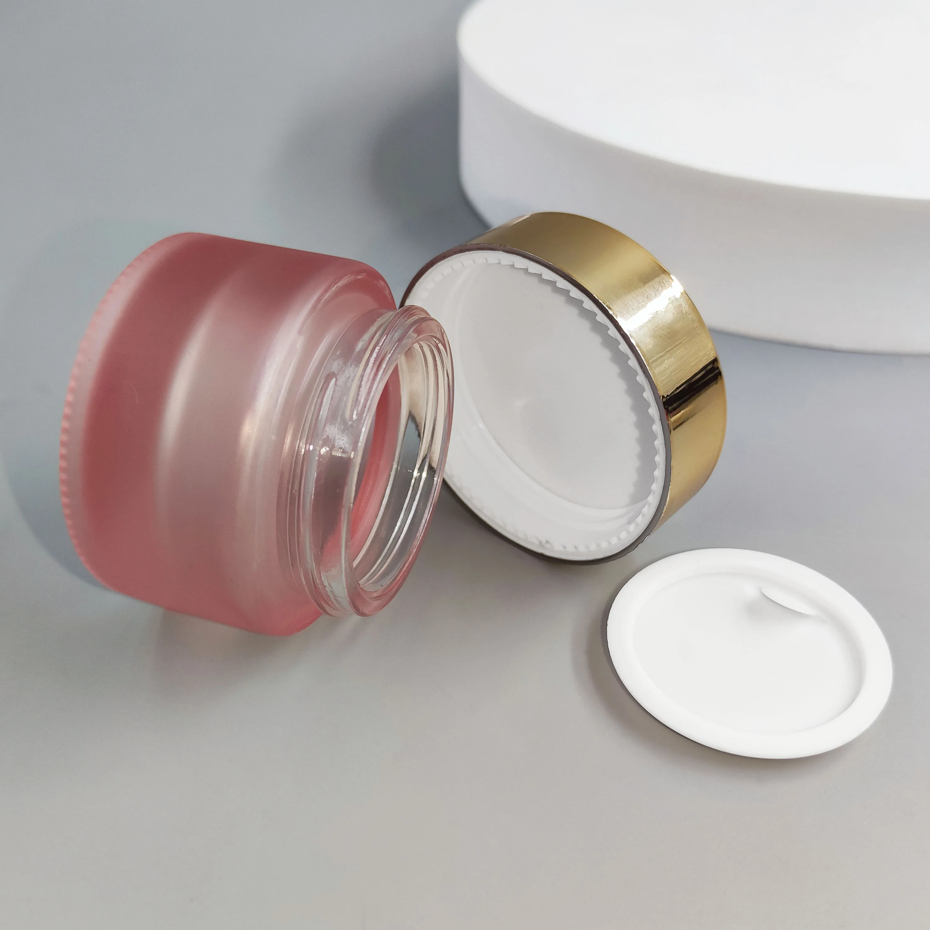 hot selling high quality custom wholesale 20g factory  transparent frosted Glass  Cream jar glass container manufacturer