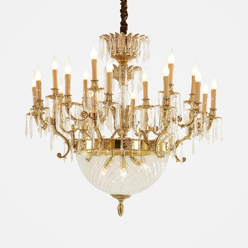 Brass Super Large Crystal Chandelier Plated Classical Hotel Ceiling Lamp Gold 10 Plastic Copper 80 Nordic Rococo Style Golden
