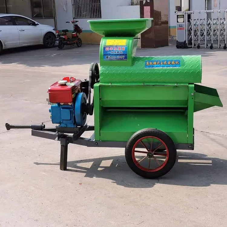 Hammer type corn thresher 4 HP diesel engine with corn thresher peeling and threshing combination machine