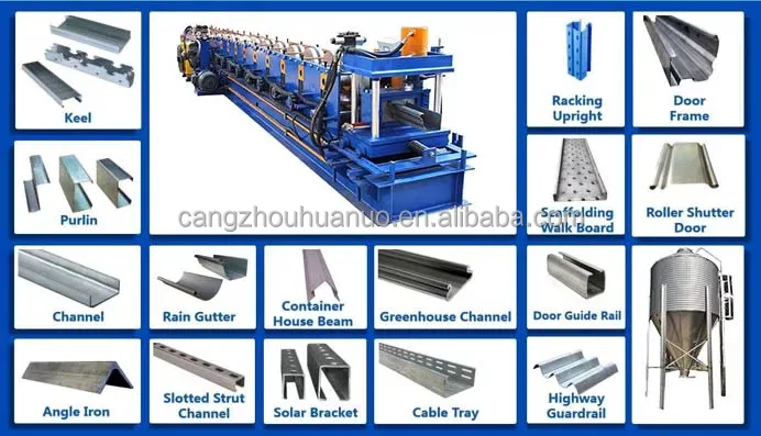 C Z U Purlin Roll Forming Machine light gauge framing strut steel profile making roll forming machine for guangzhou Canton Fair