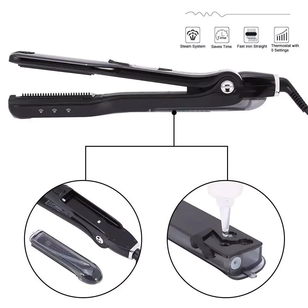Salon use Vapor Pod Fast Steamer Flat Iron Titanium Tourmaline Coating Professional Steam Hair Straightener