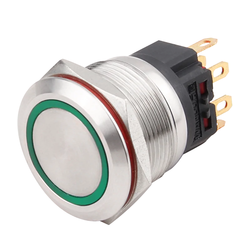WD 19 mm Momentary Latching Metal Push Button Switch, CE, RoHS, Silver contact, Gold plated pin with connector