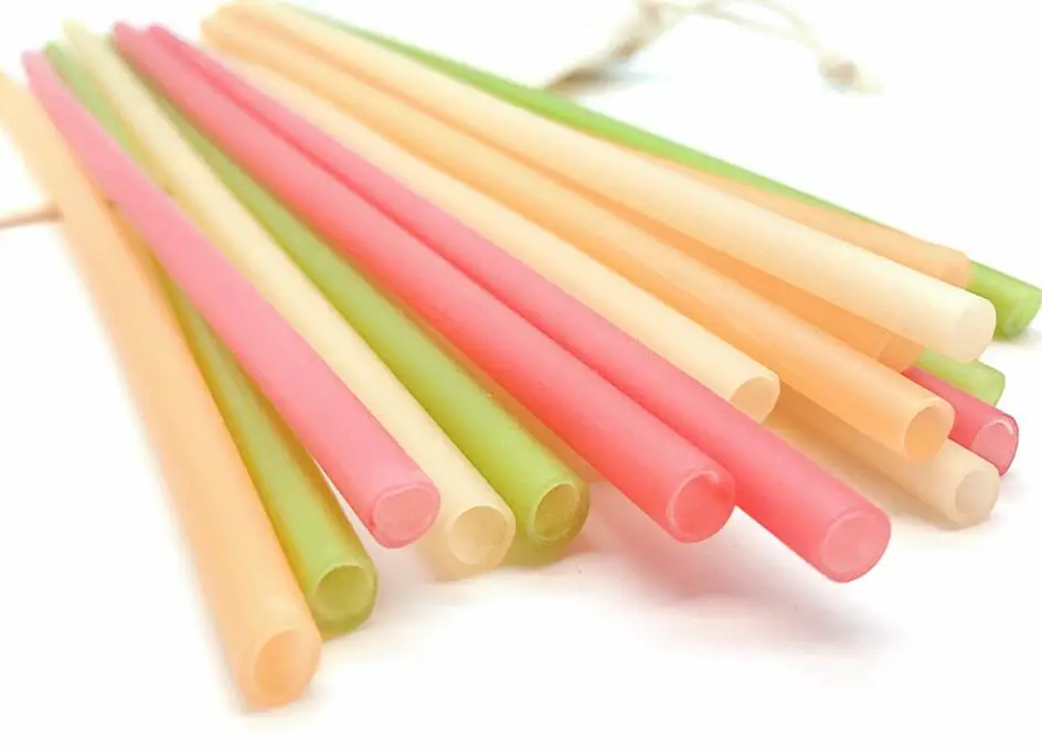 
Natural disposable biodegradable pasta drinking straw colorful edible rice straw 