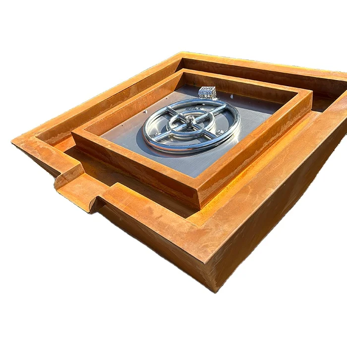 Swimming Pool Waterfall Nature Gas Decorative Firepit Corten Steel Water Fire Pit Gas Fire Pit