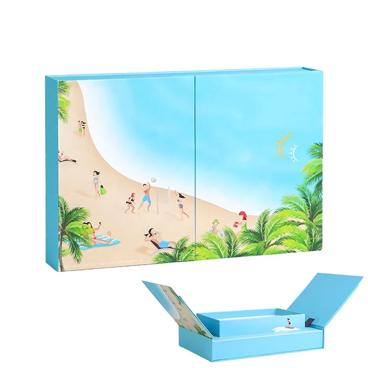 Creative flip lid inner box automatic lifting double door gift paper box