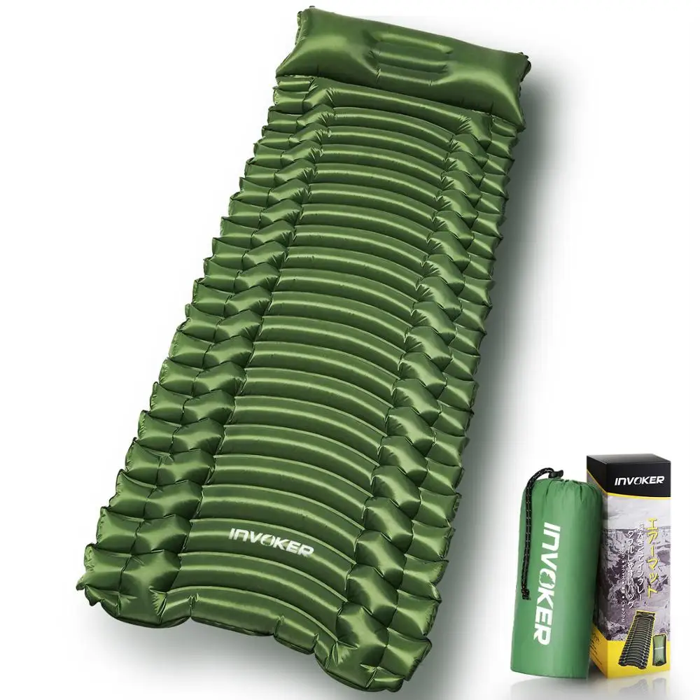 
40D Nylon Camping Mat Inflatable Sleeping Pad With Pillow 