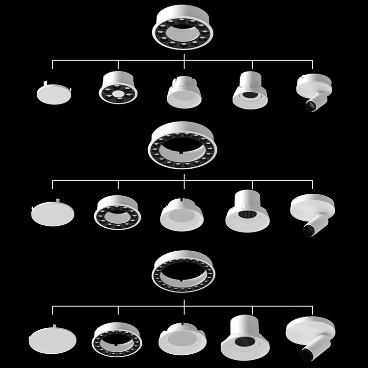 ALLWAY 2023 Newest Design Black Downlight Recessed Cabinet Hotel Shop 8W LED Down Lights Lamp