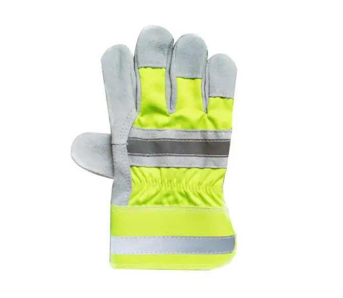 Leather Night Operation Reflective Warning Gloves Anti Cutting Anti Stabbing Garden Work Gloves