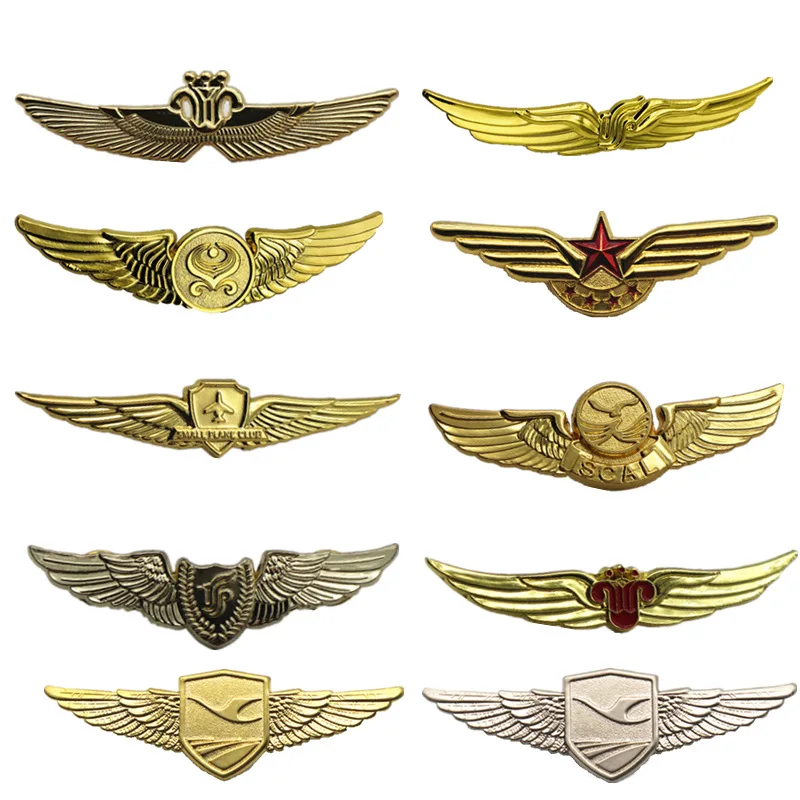 Customized Logo Metal Pin Badge Pilot Wing Aviator Lapel Pins Custom Enamel Pin