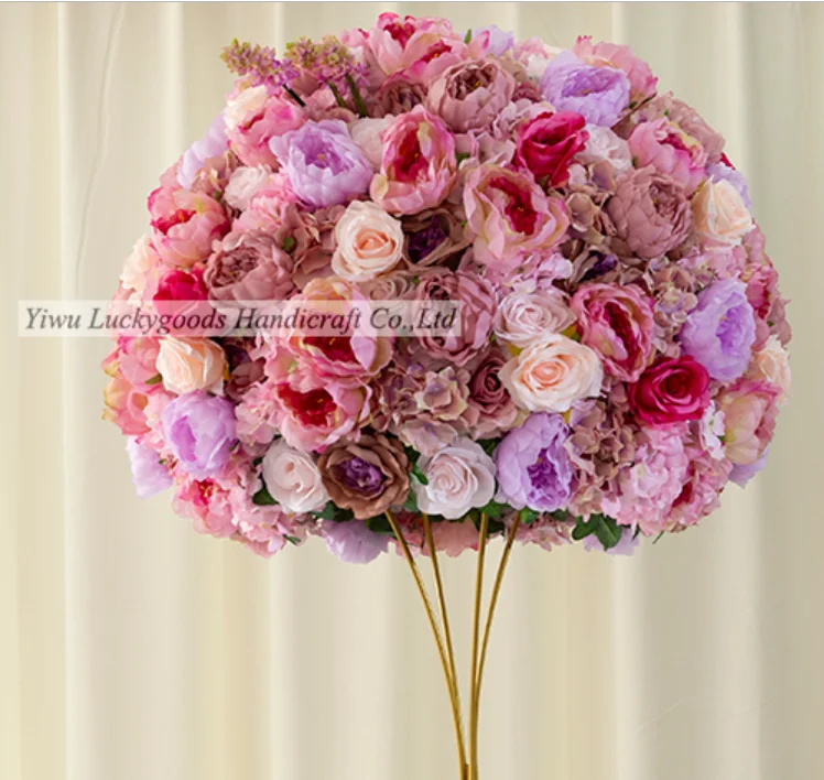 
lfb405-white 70cm large customize round wedding artificial rose Flower Balls for wedding table decoration 