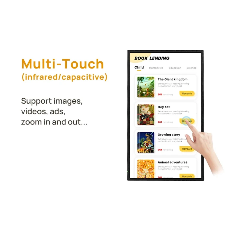 Wall Mounted Android Poe Tablet LCD Display 10/15/22/32/43/55/65 Inch Metal Case USB Interface Multi Capacitive Touch Screen