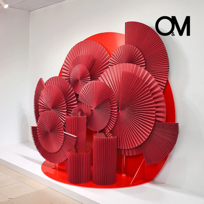 O&M Display Design Paper Decoration Fan Stores Windows Decoration For Wedding Event