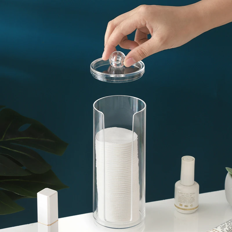 Clear Acrylic Cosmetic Container Makeup Holder Organizer Cotton Pad Dispenser