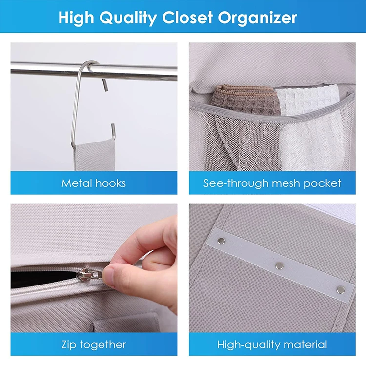 Hanging Closet Organizer Storage Boxes & Bins 2 Separable 3-Shelf Shelves With 3 Drawers Clothes