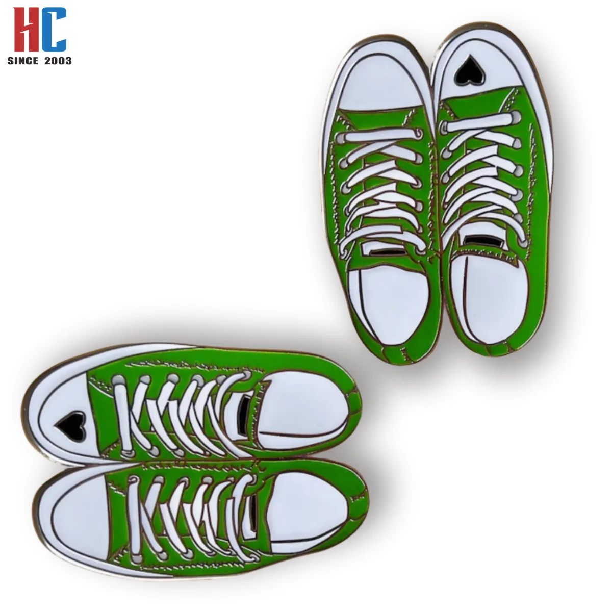 20 Years Factory Custom Green Converse Shoe Enamel Pin hard enamel Lapel Pin