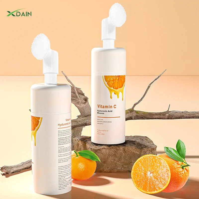 Customized LOGO Face Wash Facial Cleanser Acid Hyaluronic Acid Cleansing Foam Mousse Face Wash Vitamin C Remover Mousse