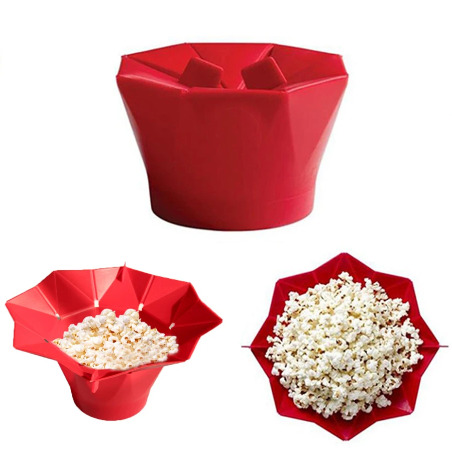 Silicone Foldable Popcorn Bucket Household Portable Microwave Popcorn Bucket