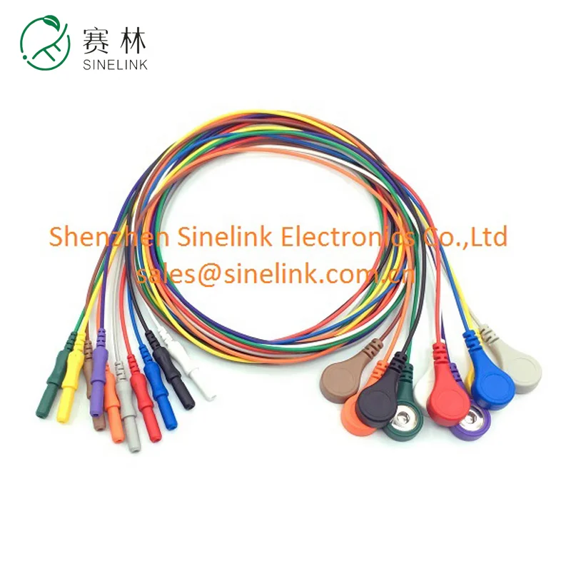 Factory shipped Holter ECG Recorder Biocare Electrocardiogram botton  electrode Colorful Snap holter 10 lead Cables