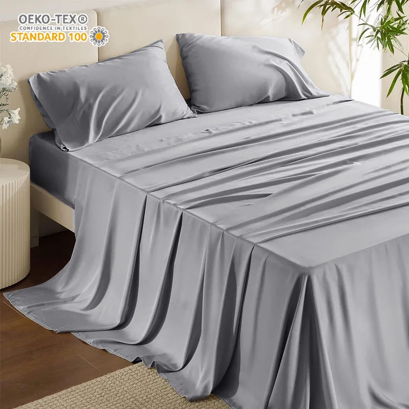 Wholesale Factory Lyocell Bamboo Bedding Set Luxury Customized Color 100% Bed Sheets Deep Pockets Made in China