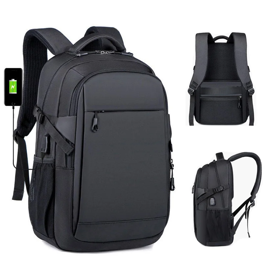 Custom Logo 15.6 Inch Waterproof Oxford PU Material Laptop Business Back Pack  Wholesale School Travel Backpack