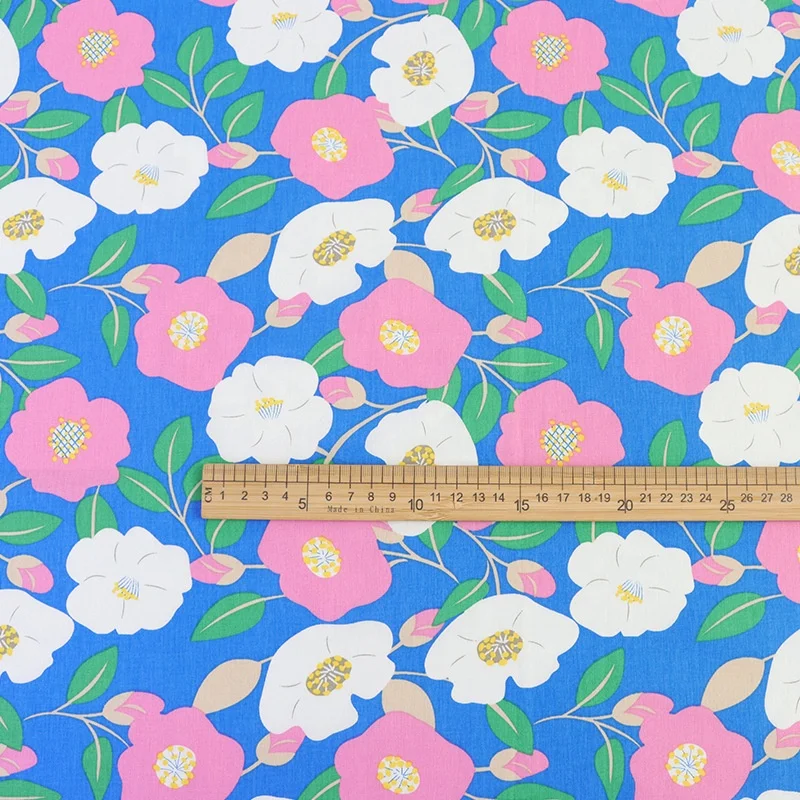Professional Chinese textile fabric factory 100% cotton poplin rose flower printed fabric for fashion dress, wedding robe