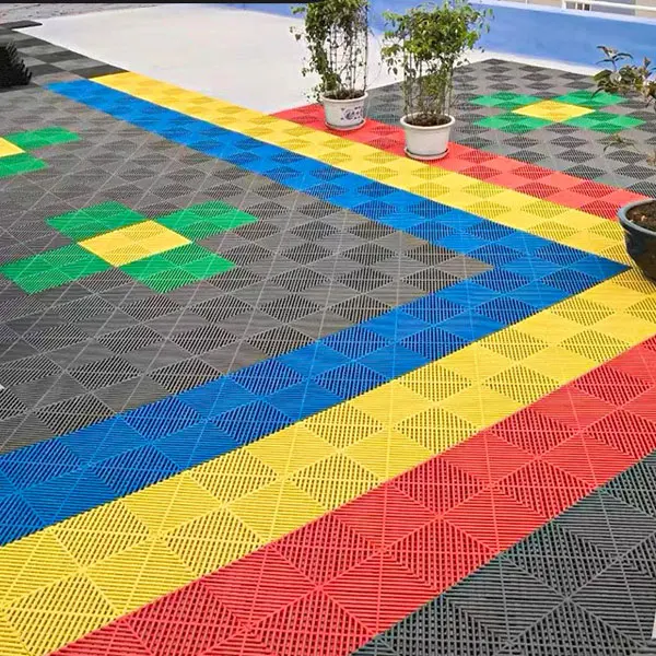 Outdoor PP Interlocking Flooring Plastic Car Wash Garage Flooring Mats Vented Modular Floor Tiles