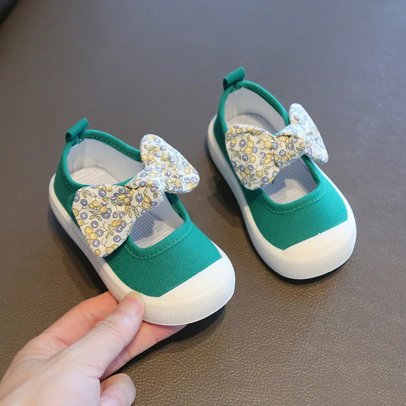 Size 17-28 Autumn Spring Children Girls Shoes Cute Bowknot Princess Child Shoes Candy Color New Style Canvas Shoes Kids