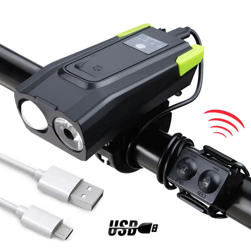 
USB Rechargeable 400*2 lumen 4000 mAh 120 dB bell Automatic Induction Bike Headlights With Horn 