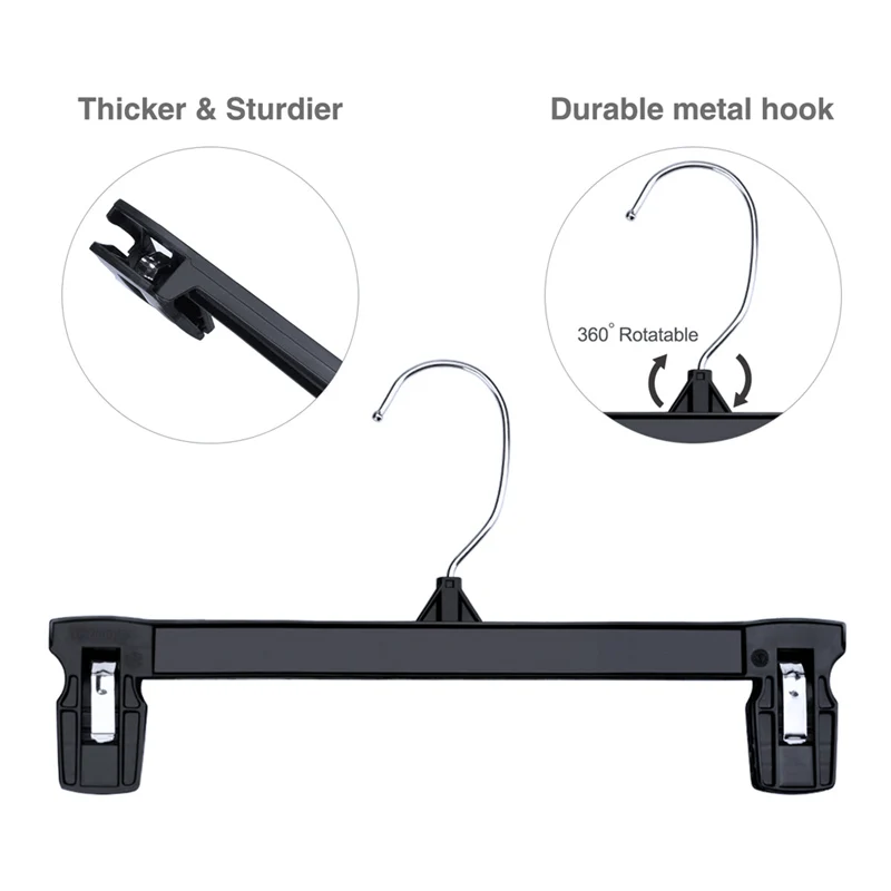 Custom Logo PS Plastic Baby Clothes Kids Pants Hanger with Clips