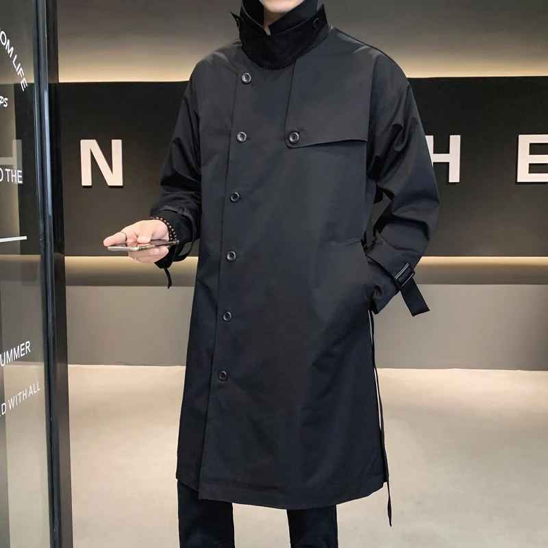 factory wholesale high quality mens jacket Single Breasted Mens Long Coats Custom OEM ODM trench coat