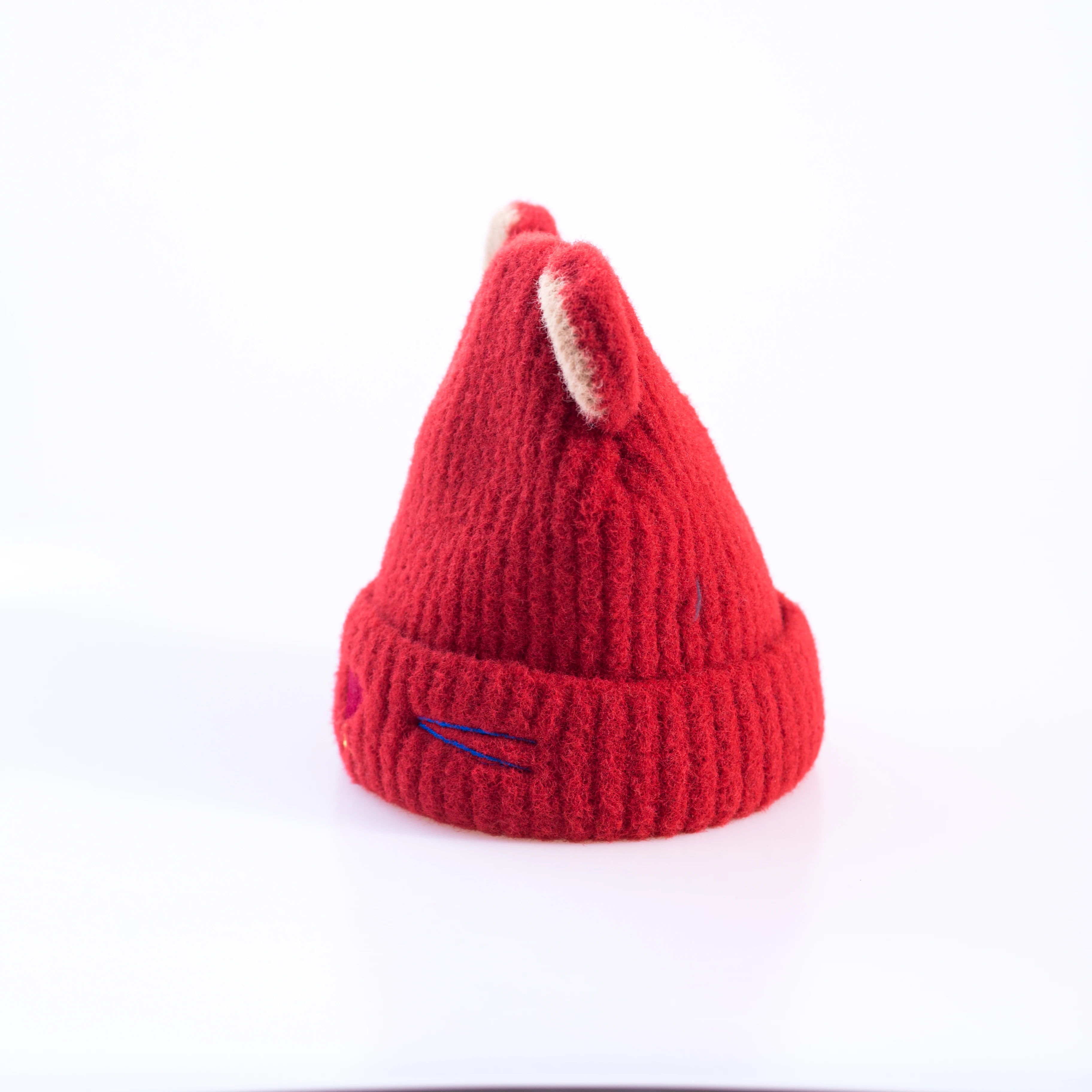 Adult wholesale acrylic polyester knitted ski beanie hat cartoon animal solid color winter hat