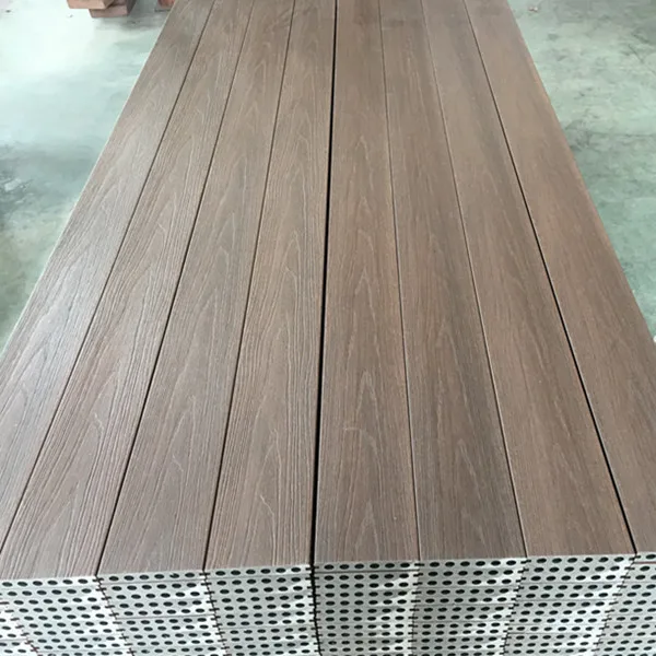 
wpc decking board outdoor co extrusion series, durable capped hollow decking board for garden floor 