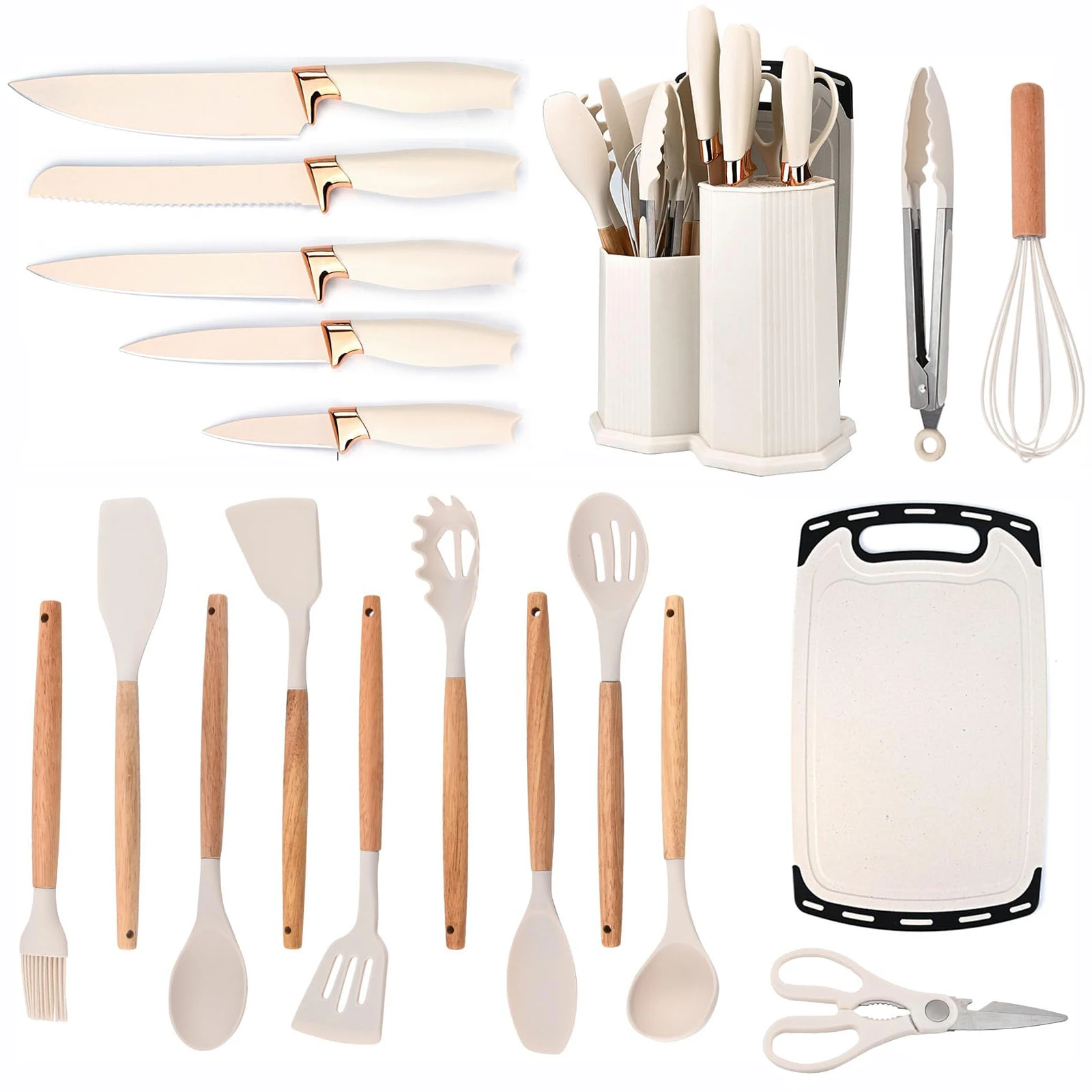 Hot Selling 19 Pieces Silicone Kitchenware Set Kitchen Cooking Tools Kitchen Utensils Set