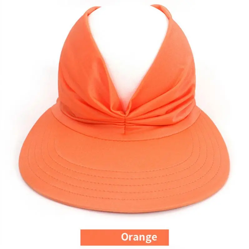 Womens Summer Packable UV Protective Wide Brim Sun Visor Beach Open Top Sun Visor Hat Big Brim Sun Sunprotection Sports Visor