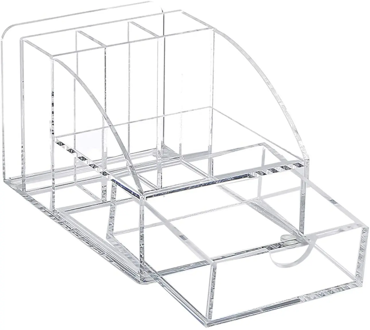 Acrylic Premium Desktop Office Supplies Organizer with Note Pad Holder, Mail Storage and 3 Pencil Slots