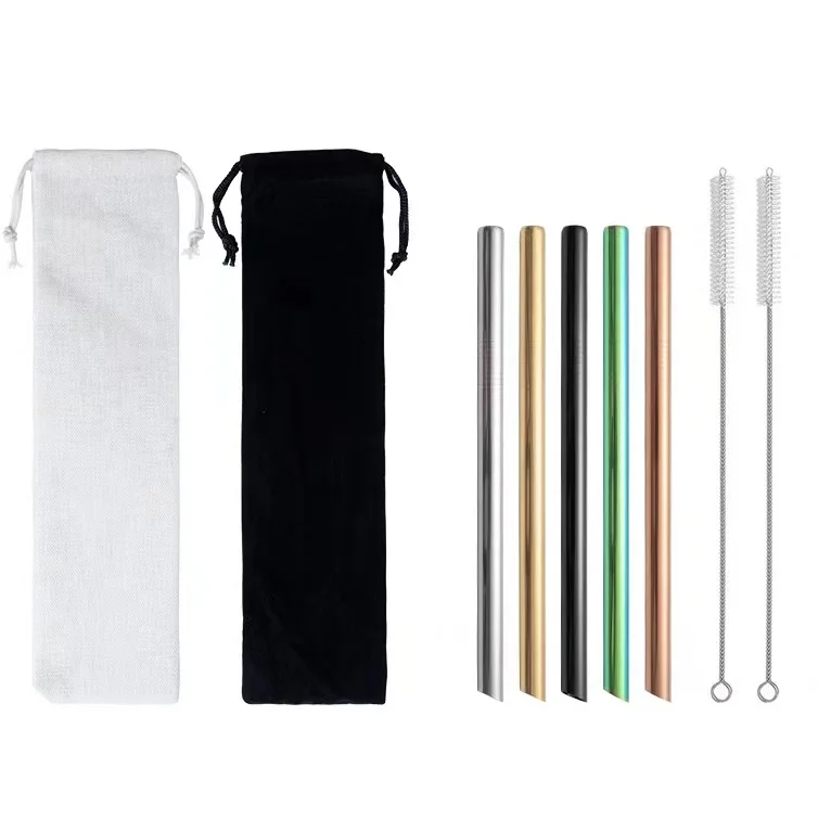 Factory Wholesale Reusable Straw 18/10 Stainless Steel Metal Bubble Tea Straw Colored Straw