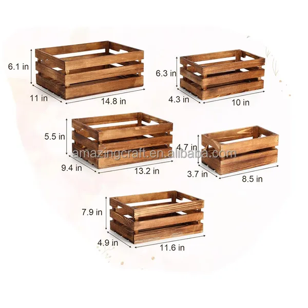 Rustic Wooden Home Decor Storage Display Crate Box Nesting OEM Size Bedroom Book Fruit Box Garden Decor